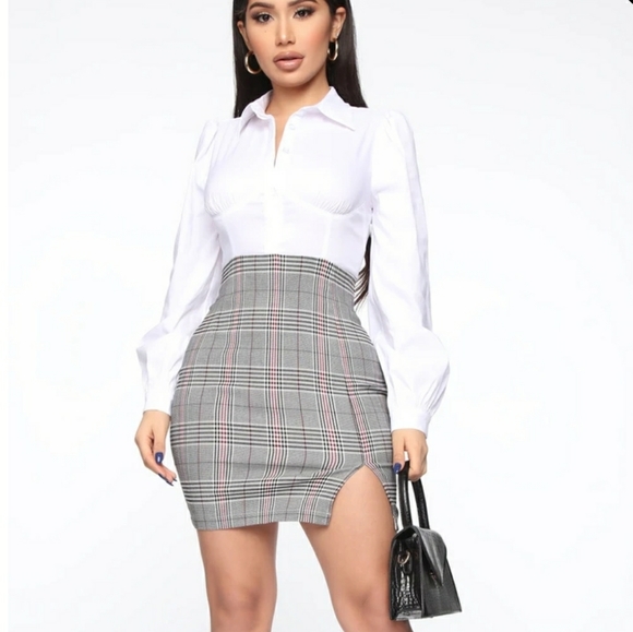 Plaid A Fool Mini Dress - White/Black